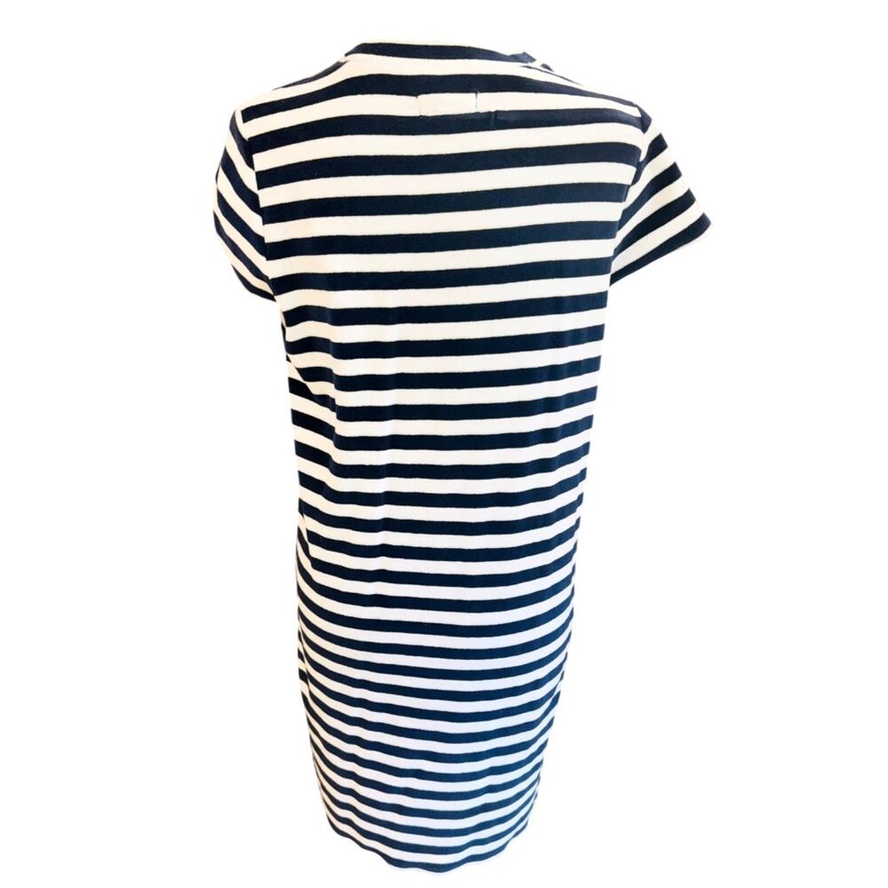 Madewell Striped Velour Terry Cloth Nautical T-Shirt Dress Navy White Cotton M - Picture 4 of 10